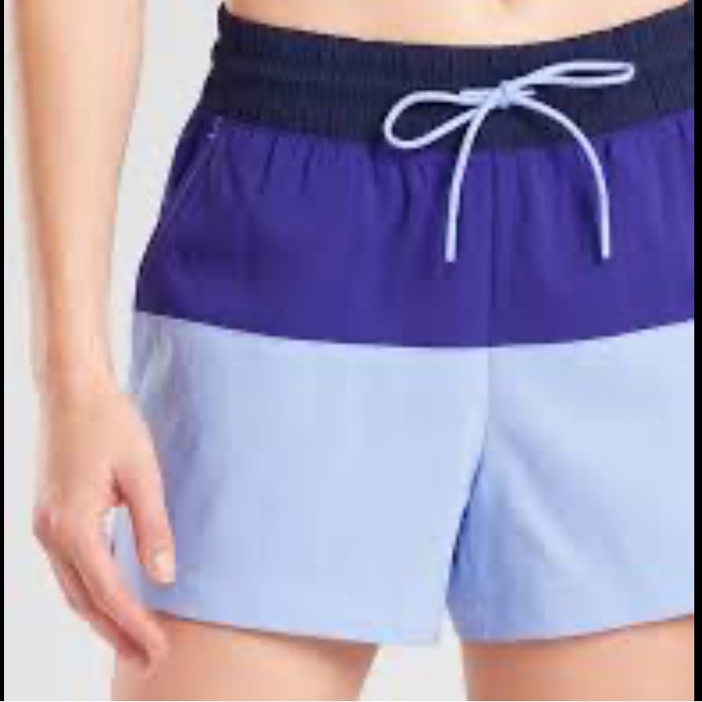 ATHLETA Oahu Colorblock Athletic Shorts Size 16 Blue Athlesiure